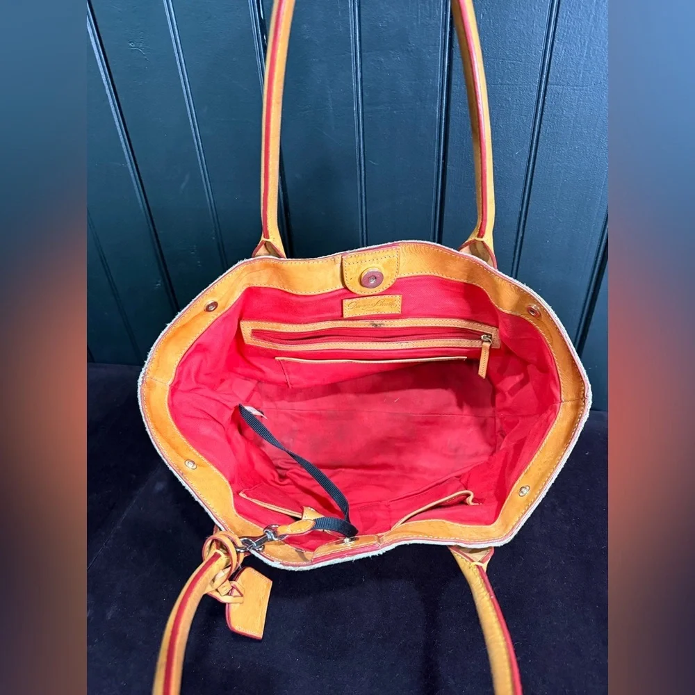 Dooney & Bourke Vintage Tan and Orange Tote Bag - Picture 15 of 15